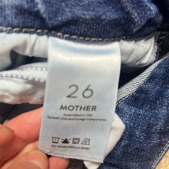 MOTHER High Waisted Double Looker Ankle Fray Embroidery Jeans Fruit Cart… - Picture 6 of 16